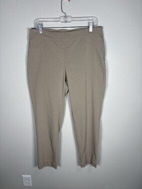 Slim-Sation Women's Pants 14 Tan Pull On Stretch Tummy Control Ankle